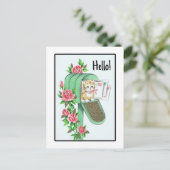 Hallo Nee!  kitten in groene brievenbus Briefkaart (Staand voorkant)