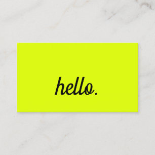 Hallo Neon Chartreuse Geel Kleurrijke Typografie Visitekaartje