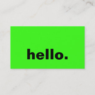 Hallo Neon Green Bright Kleurrijke Typografie Cust Visitekaartje
