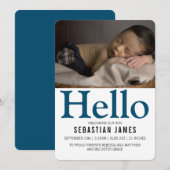 hallo New Baby Blue op maat Aankondiging (Voorkant / Achterkant)