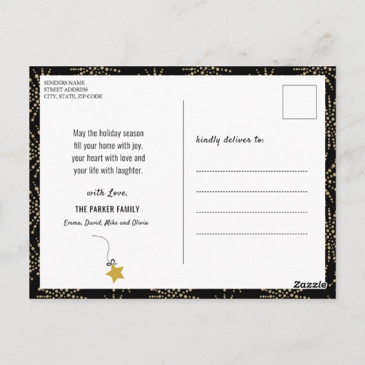 hallo nieuwjaar Festive Fireworks Gold Glitter Chi Briefkaart (Achterkant)