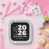 hallo nieuwjaar zwart wit, aangepaste jaarnaam papieren bordje (Feest)