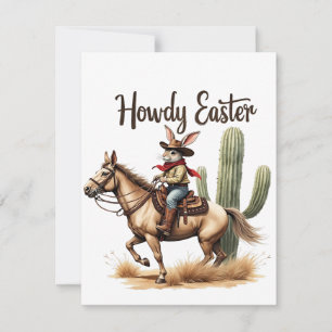Hallo Paas Konijn Ridder op een Paard Cowboy Notitiekaartje