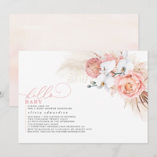 Hallo Pampas Grass Pink Kaart (Voorkant / Achterkant)