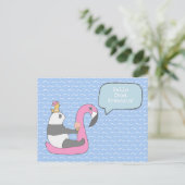 hallo Panda Flamingo Float Ice Cream Cute Briefkaart (Staand voorkant)