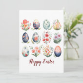 Hallo Pasen Kleurrijke Waterverf Ei Monogram Feestdagenkaart (Staand voorkant)