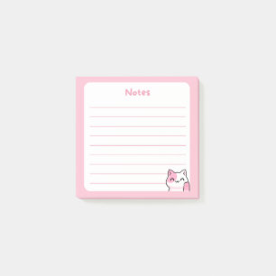 Hallo Pastel Roze Kawaii Chibi Kitty Cat Waving Post-it® Notes