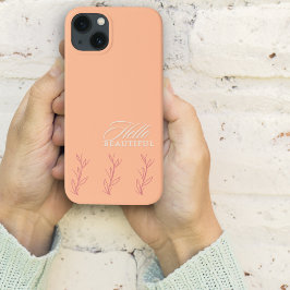 Hallo Peach Fuzz Mooie minimalistische botanische iPhone 13 Hoesje