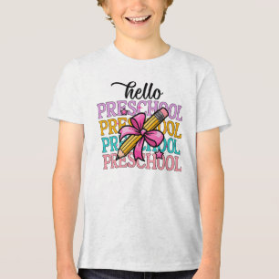 Hallo Peuterschool Kleurrijke School Teacher Penci Tri-Blend Shirt