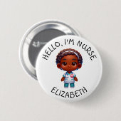 Hallo pIm Verpleegkundige (naam toevoegen) Persoon Ronde Button 5,7 Cm (Voorkant /achterkant)