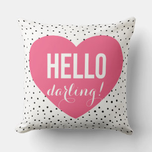 Hallo Pink Darling Heart Polka Dots Pattern Kussen