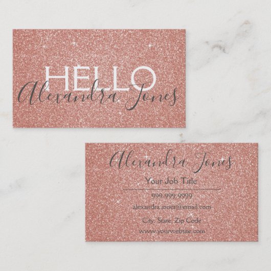 Hallo Pink Glitter en Sparkle Visitekaartje (Voorkant / Achterkant)