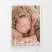 Hallo Pink Heart Photo Collage Baby Drieluik Aankondiging (Cover)