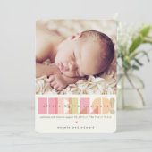 Hallo Pink € Typografie Baby Girl Geboorteontwerp Aankondiging (Staand voorkant)