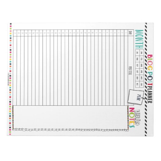 hallo Planner: Maandelijks Blog Post Planning Noti Notitieblok (Voorkant)