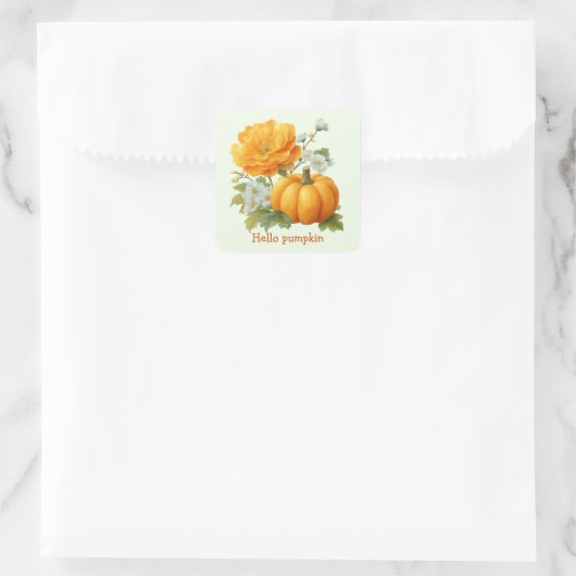 Hallo Pompoen Bloemen Halloween Design Vierkante Sticker (Tas)