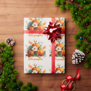 Hallo Pompoen Herfst Bloemontwerp Cadeaupapier