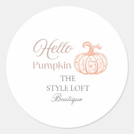 Hallo Pompoen Herfst Branding voor Boetiek Winkel Ronde Sticker