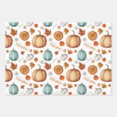 Hallo Pompoen inpakpapier Flat Sheet Set van 3 Vel (Voorkant 2)