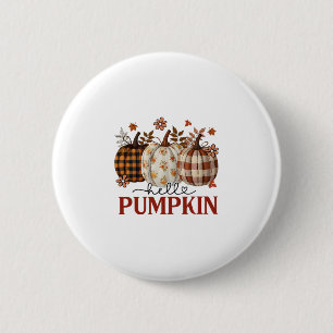 Hallo Pompoen Luipaardprint Voor Herfst Thanksgivi Ronde Button 5,7 Cm