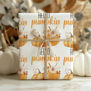 Hallo pompoen Oranje pompoen met bloemen Cadeaupapier