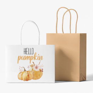 Hallo pompoen Oranje pompoen met bloemen Groot Cadeauzakje