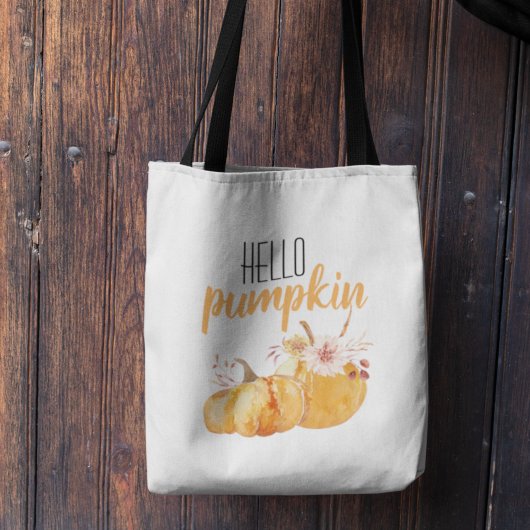 Hallo pompoen Oranje pompoen met bloemen Tote Bag