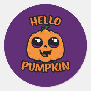 Hallo Pompoen Schattigee Halloween Jack-O-Lantern Ronde Sticker