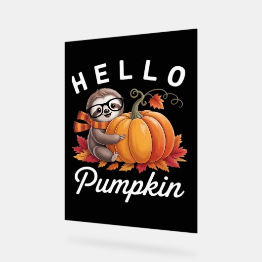 Hallo Pompoen - Schattigee Herfst Luiaard Herfstbl Acryl Bord (Hoek)