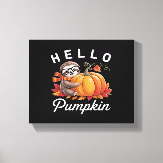 Hallo Pompoen - Schattigee Herfst Luiaard Herfstbl Canvas Afdruk (Voorkant)