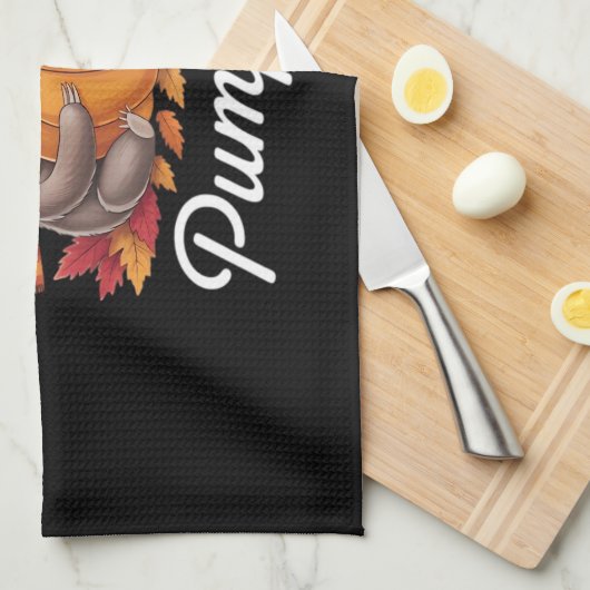 Hallo Pompoen - Schattigee Herfst Luiaard Herfstbl Theedoek (Quarter Fold)