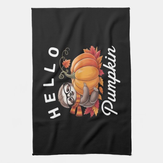 Hallo Pompoen - Schattigee Herfst Luiaard Herfstbl Theedoek (Verticaal)