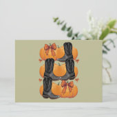 Hallo Pompoen Westerse Herfst Coquette Strik Cowgi Kaart (Staand voorkant)