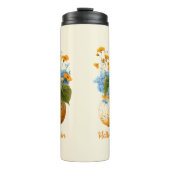 Hallo Pompoenbloem Halloween arrangement Thermosbeker (Voorkant)