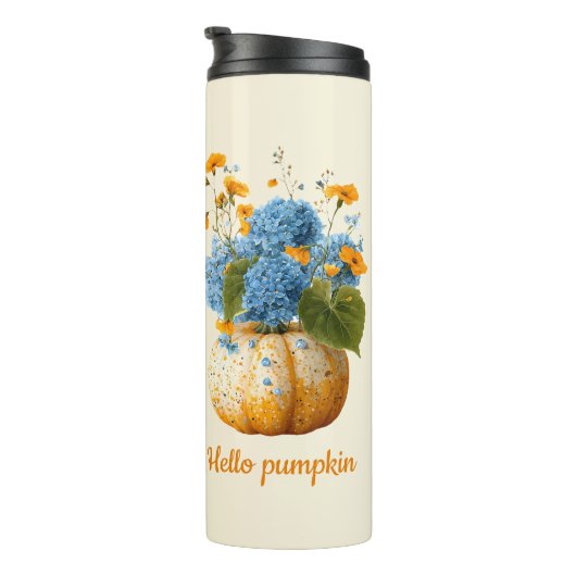 Hallo Pompoenbloem Halloween arrangement Thermosbeker (Geroteerd rechts)