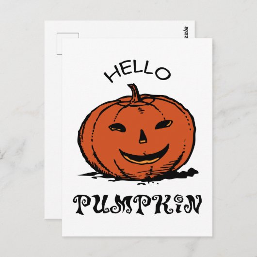 hallo pompoenhefboom-o-lantaarn, zwart briefkaart (Voorkant / Achterkant)