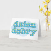 hallo Poolse - Dzien dobry argyle Kaart (Gele Bloem)