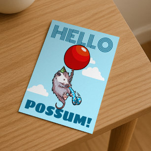 Hallo Possum! Drijvende partij Opossum Red Balloon Briefkaart