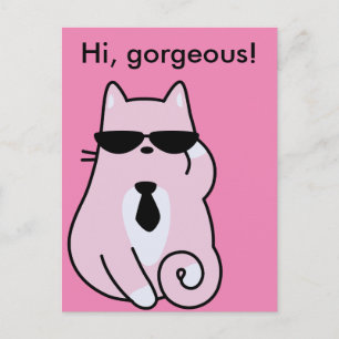 Hallo, prachtig! - Cool Pink Cat Briefkaart
