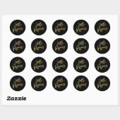 Hallo, Prachtig Gold Glitter Script Ronde Sticker (Vel)