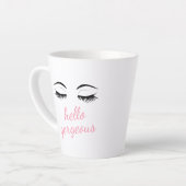 hallo Prachtig met Eyelashes Glamoureus Latte Mok (Linkerhoek)