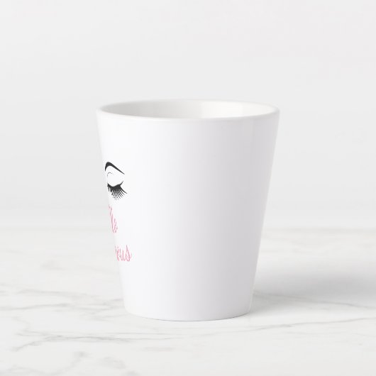 hallo Prachtig met Eyelashes Glamoureus Latte Mok (Voorkant)
