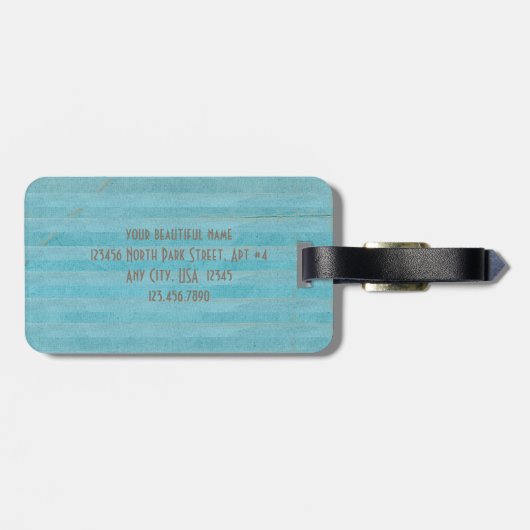 hallo prachtige blauwe gouden strips bagagelabel (Achterkant horizontaal)