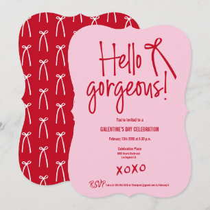 Hallo prachtige boog Galentine's Day Rood en Roze Kaart