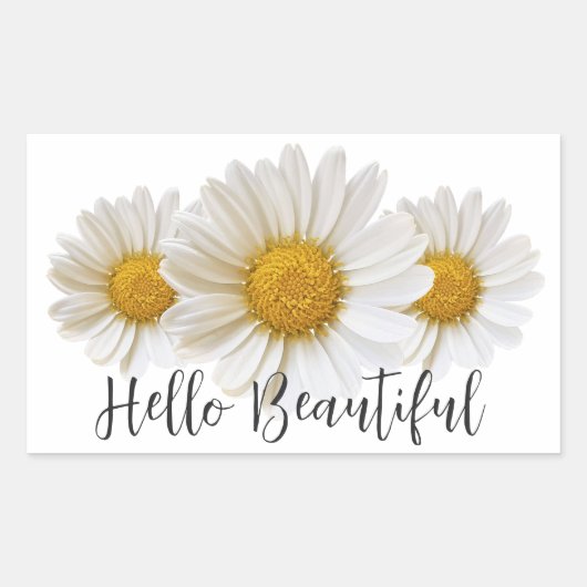hallo prachtige Drie Witte Dagen Floral Rechthoekige Sticker (Voorkant)