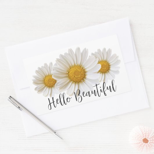hallo prachtige Drie Witte Dagen Floral Rechthoekige Sticker (Envelop)