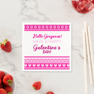 Hallo Prachtige Galentine’s Day Schattige roze har Servet