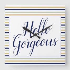 Hallo Prachtige gestreepte vierkante wandklok Klok