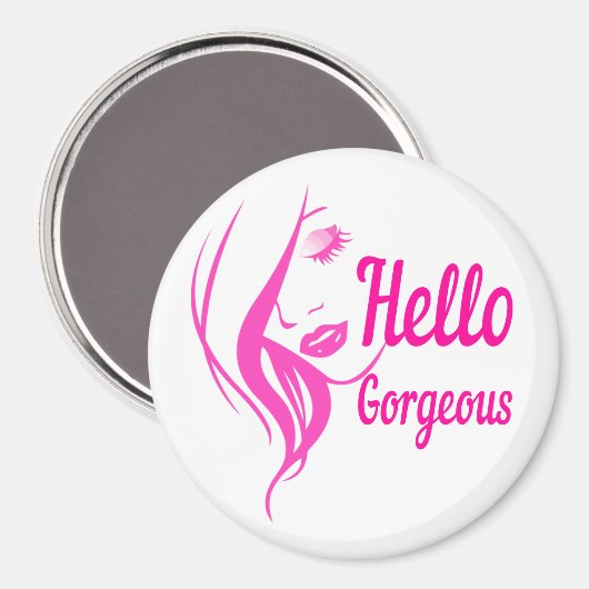 hallo prachtige Lovely Lady Face Drawing Typografi Magneet (Voorkant / Achterkant)