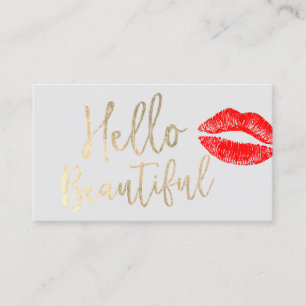 hallo prachtige Makeup Artist Red Kiss Gold Script Visitekaartje